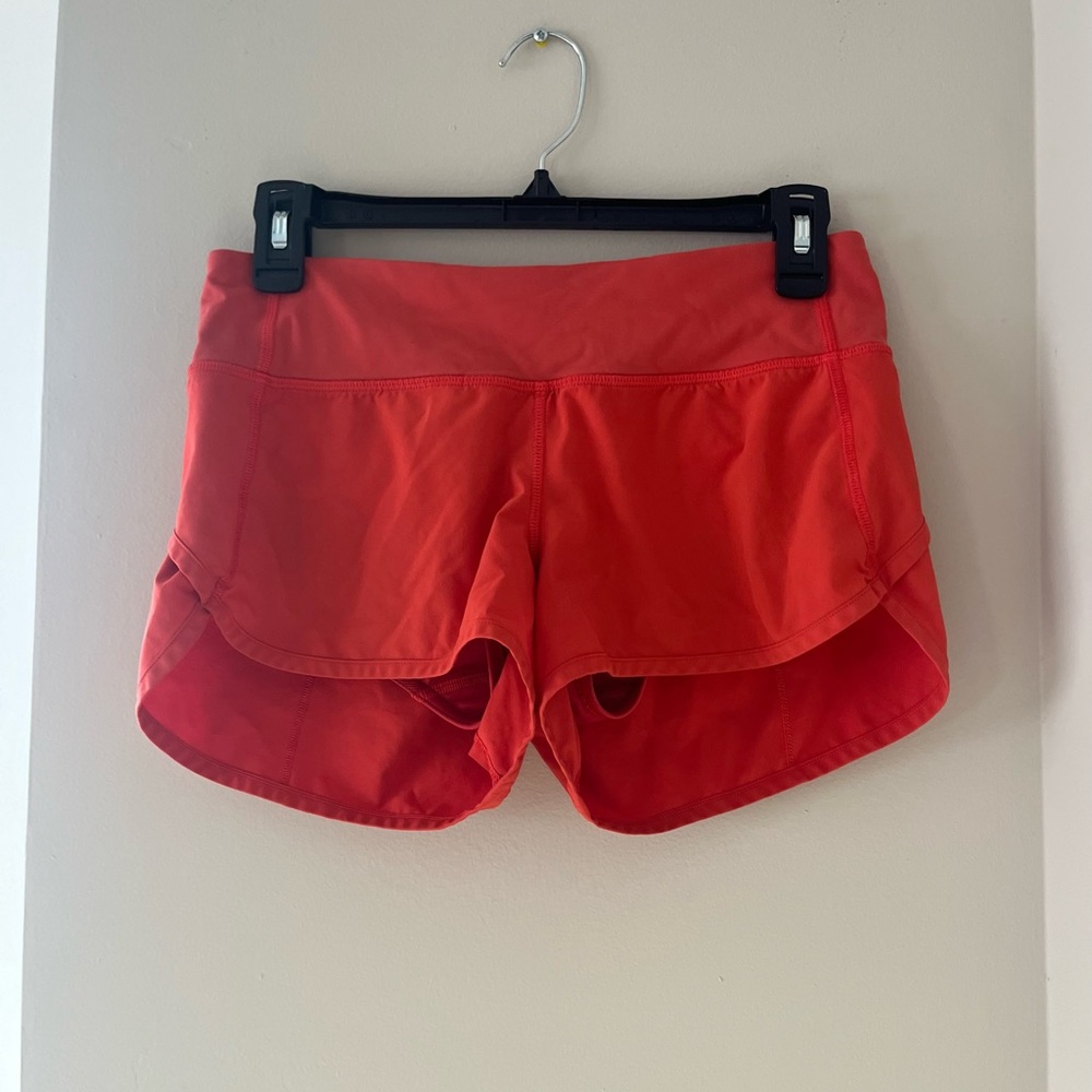 Lululemon speed up shorts 2.5 in inseam in orange ish red